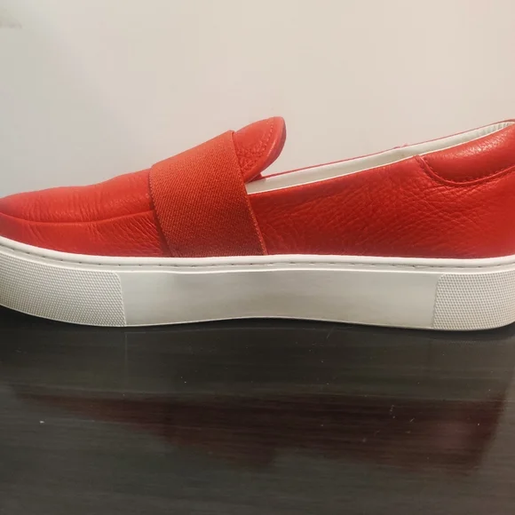 UGG Chayze Platform Sneakers Leather Slip On Round Toe Rubber Sole Red 8.5 Mint - Picture 4 of 15